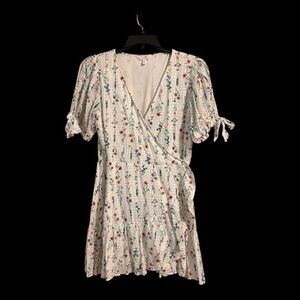 LC Lauren Conrad White Dress with Floral Accents